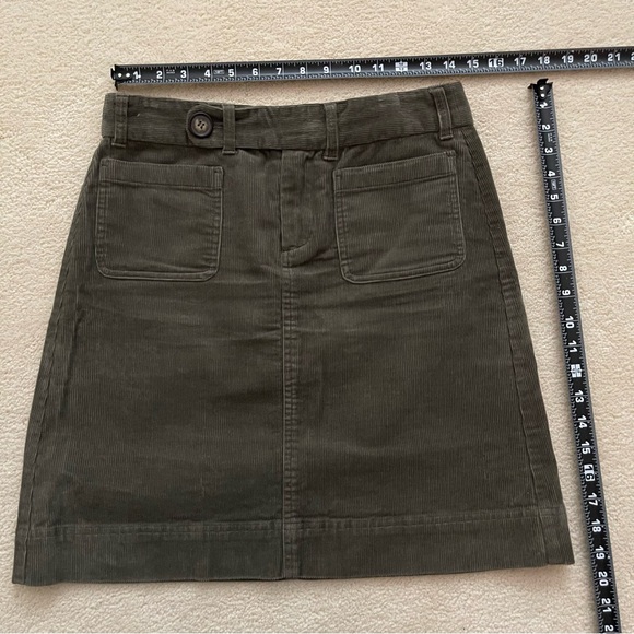 Sahalie Corduroy Mini Skirt With Pockets Olive Green Size 4 - Picture 5 of 5